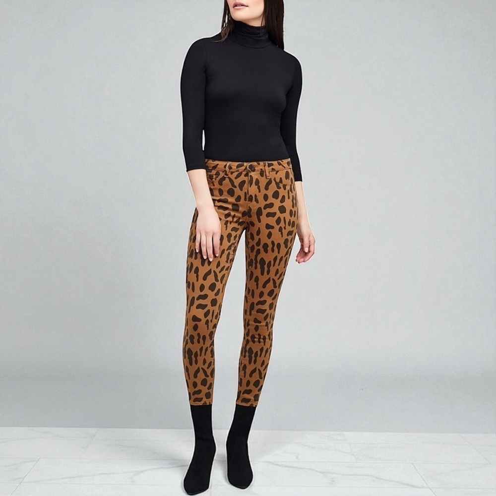 NWT L’AGENCE ‘Margot’ High-Rise Ankle Length Skinny Jeans in “Spotted Animal” 25